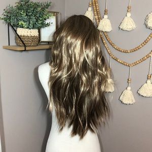 24” Light Brown Curled Wig with Clips Adjustable
